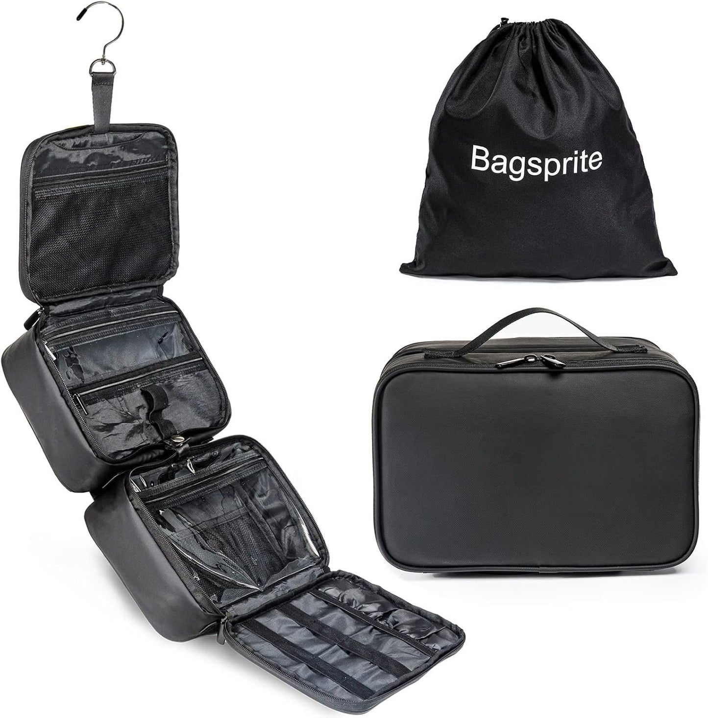 Hanging Toiletry Bag for Men and Women, BAGSPRITE Travel Bag for Toiletries, Water-resistant Shaving Bag for Men Travel, Toiletry Bags for Traveling, Large Travel Size Toiletry Organizer, Travel Case