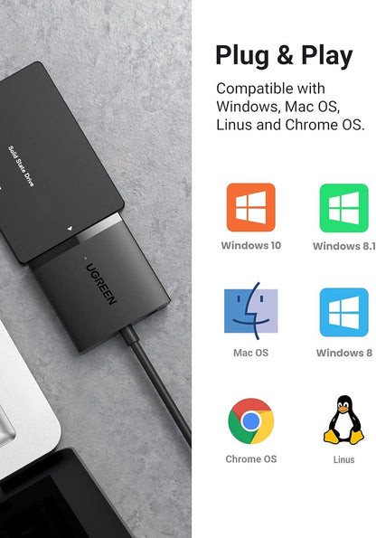 UGREEN SATA III to USB 3.0 Adapter Cable with UASP Converter for 2.5" 3.5” Hard Drives Disk HDD and Solid State SSD