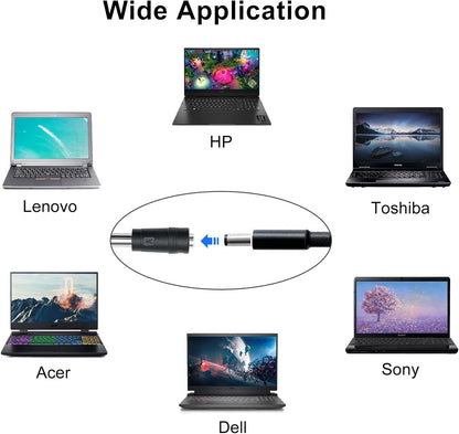 USB C to DC Adapters 10PCS Power Plug Kit, Universal Charger Supply 100W PD Power Cable & 5.5x2.1mm Round Barrel Jack for Sony Toshiba Samsung Acer Asus Lenovo Dell HP Laptop Charging Connector Tips