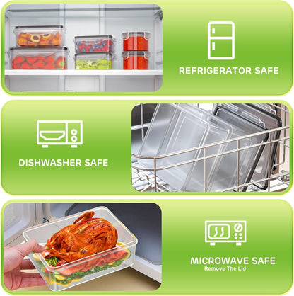 36 PCS Large Food Storage Containers with Lids Airtight(18 Containers with 18 Lids) - BPA Free Plastic Meal Prep Containers Set, Leakproof Kitchen and Pantry Organization - with Labels & Pen(18 pcs)