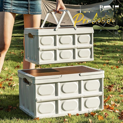 Durable Plastic Cargo Storage Box Collapsible SUV Trunk Organizer Outdoor Storage Organiser Box Secure Snap-on Lid Car Boot Organizer with Lid Plastic Crate Camp Trunk Picnics Basekt