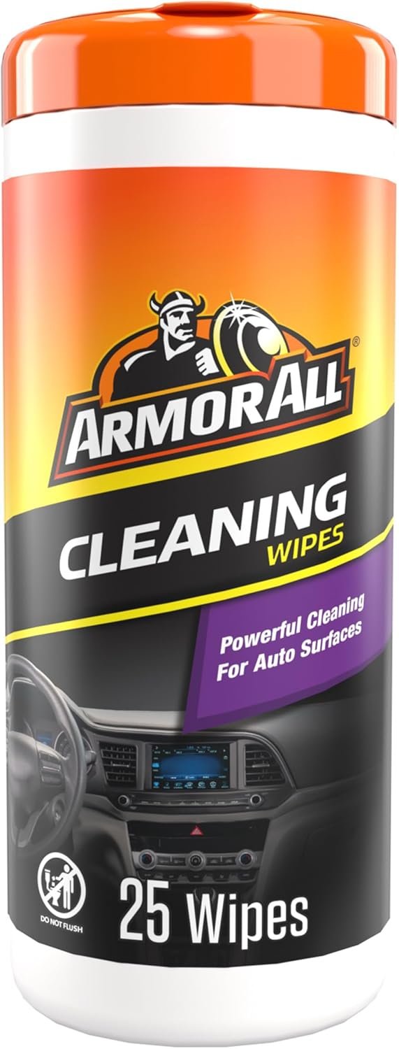 Armor All Car Interior Cleaner Wipes, Car Interior Cleaning Wipes for Dirt and Dust in Cars, Trucks and Motorcycles, 25 Count