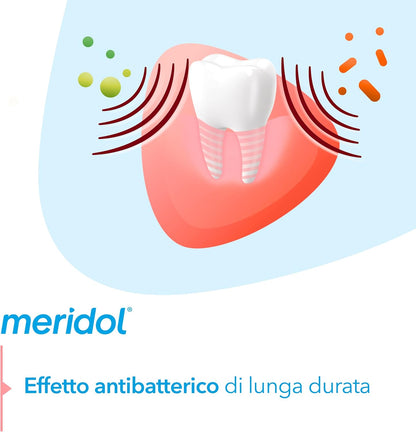 Meridol Antibacterial Mouthwash 400 ml, Soothes Irritated Gums, Protects Enamel, Fights Plaque Bacteria, Prevents Gum Bleeding, 0% Alcohol