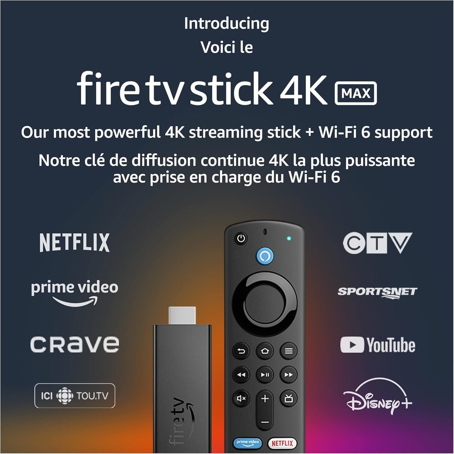 Amazon Fire TV Stick 4K Max streaming device, Wi-Fi 6, Alexa Voice Remote (includes TV controls)