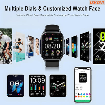 ISKOVI Smart Watch for Men Women Answer/Make Calls,Smartwatch with Heart Rate Sleep Counter Fitness Tracker, 100+ Sport Modes IP68 Waterproof Step Counter Smartwatch for iOS Android,Black