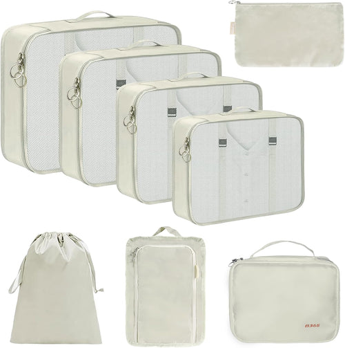 HOTBAG 8 Pieces Packing Cubes, Suitcase Organizer, Suitcase Organizer, Travel Organizer, Travel Accessories Useful Travel Cube System for Clothes, Shoes, Cosmetics