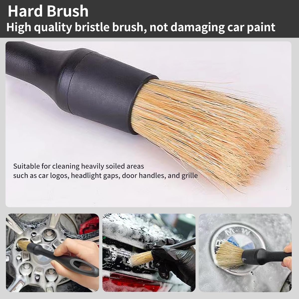 QioTceen Car Detailing Brush Set - 4-Piece Kit for Interior & Exterior Cleaning - Premium Car Wash Brush for Professional Results ﻿car Duster Interior