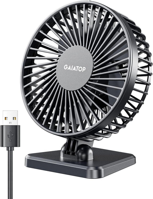 Gaiatop USB Desk Fan, Small But Powerful, Portable Quiet 3 Speeds Wind Desktop Personal Fan, Adjustment Mini Fan Table Fan for Better Cooling, Home Office Car Indoor Outdoor Black