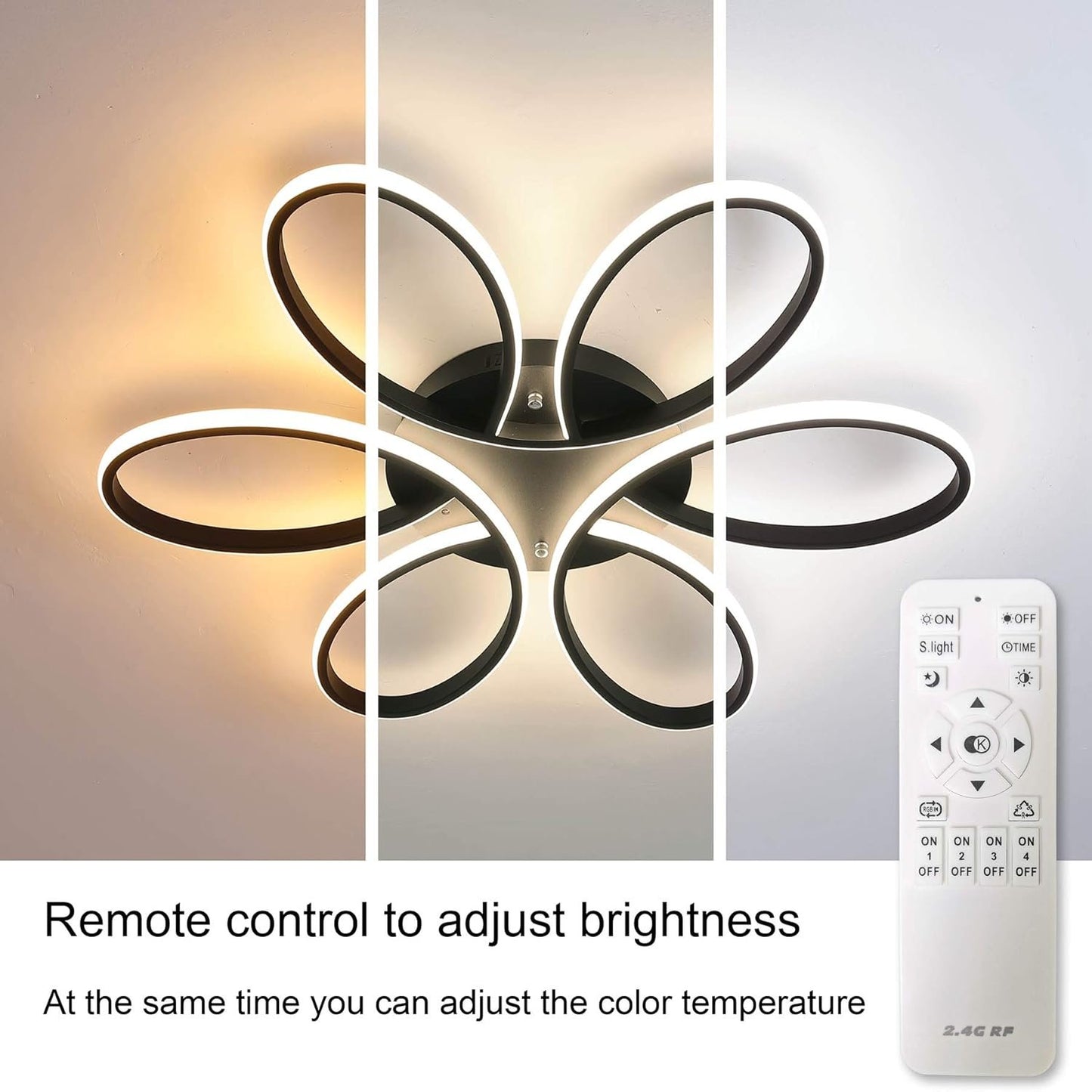 Modern LED Chandelier Lighting Ceiling Light Fixture Flush Mount Lamp for Living Room Bedroom Dining Room Study Room Kids Room Dimmable with Remote Control (Diameter 90CM)