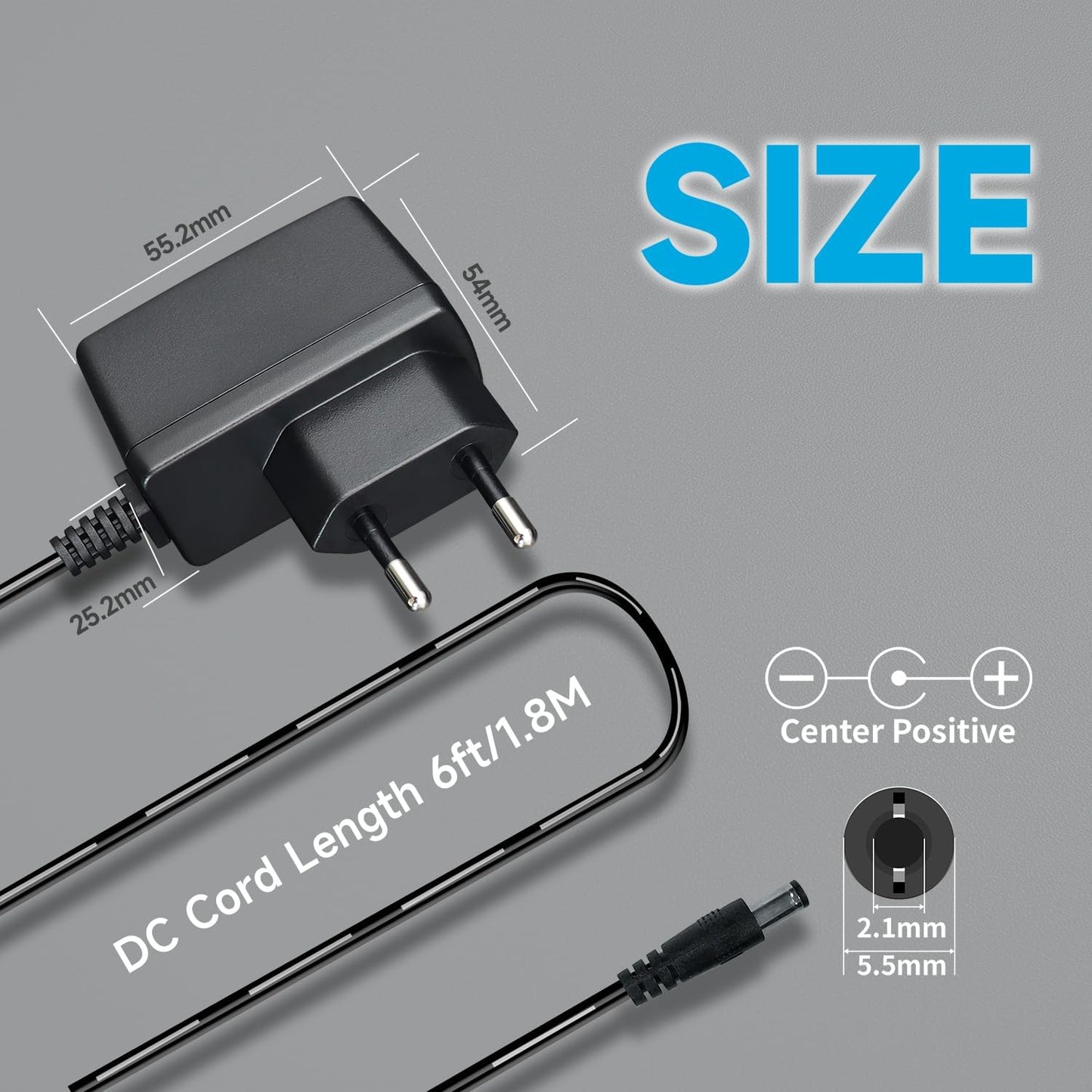 ANLINK 6V 1A/1000mA 6ft AC 100-240V to DC 6V 1A 6W Power Adapter with 3 Inserts for Blood Pressure Monitors, Electronic Scales and More