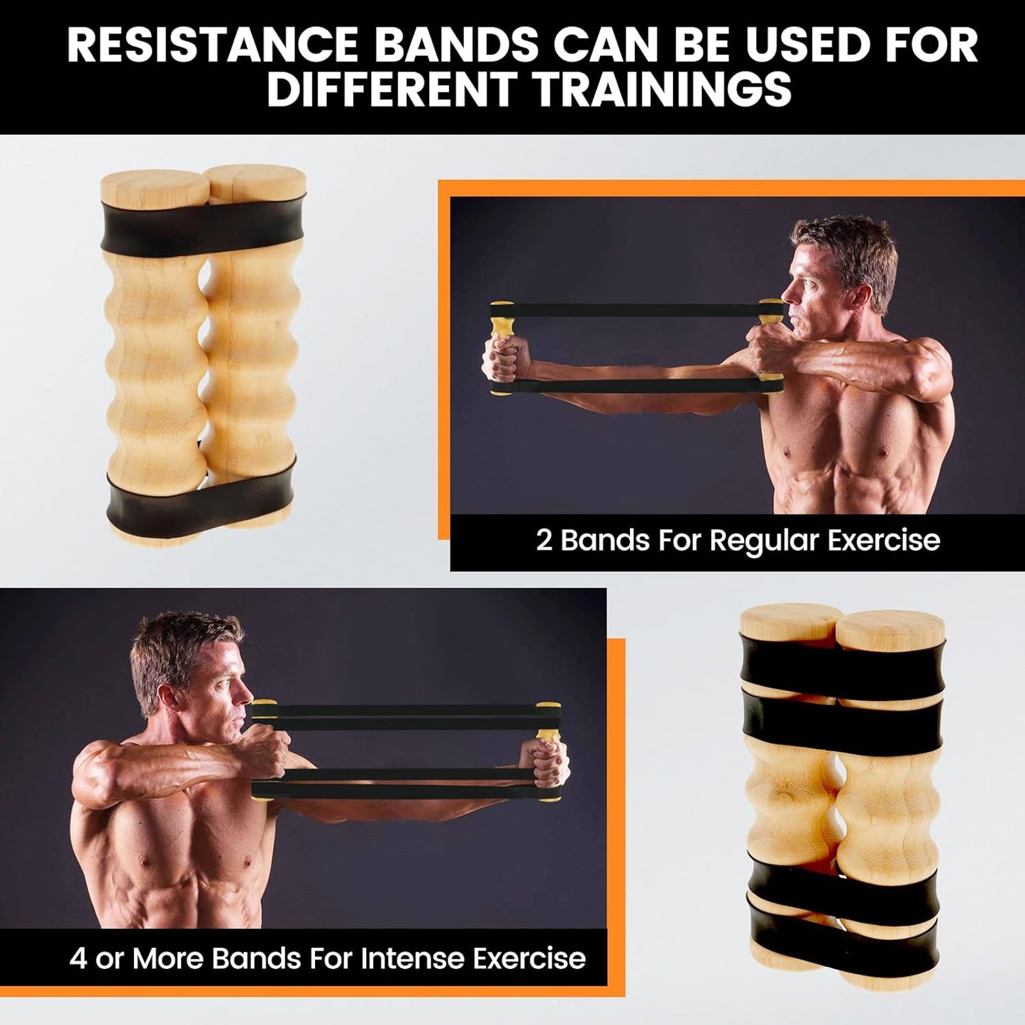 Rip Stick Upper Body Workout Equipment, Wood Exercise Rip Stick with Adjustable Resistance Band, Comfortable Anti Slip Workout Liftstick, Muscle Building Accessories for Home Gym Use
