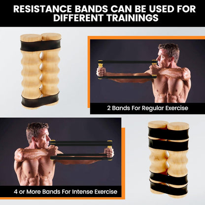 Rip Stick Upper Body Workout Equipment, Wood Exercise Rip Stick with Adjustable Resistance Band, Comfortable Anti Slip Workout Liftstick, Muscle Building Accessories for Home Gym Use