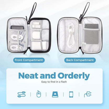 ProCase Electronics Organizer Travel Case, Portable Tech Cable Organizer Bag, Charger Organizer Case Pouch for Travel Accessories, Electronics, Power Bank, Wire -Black