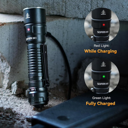Sofirn SK1 Tactical Flashlight, LED Pocket Torch Rechargeable, 1571ft Long Throw and Rotary Switch, EDC Handheld Flashlight for Home Camping Emergencies Rescue Hunting