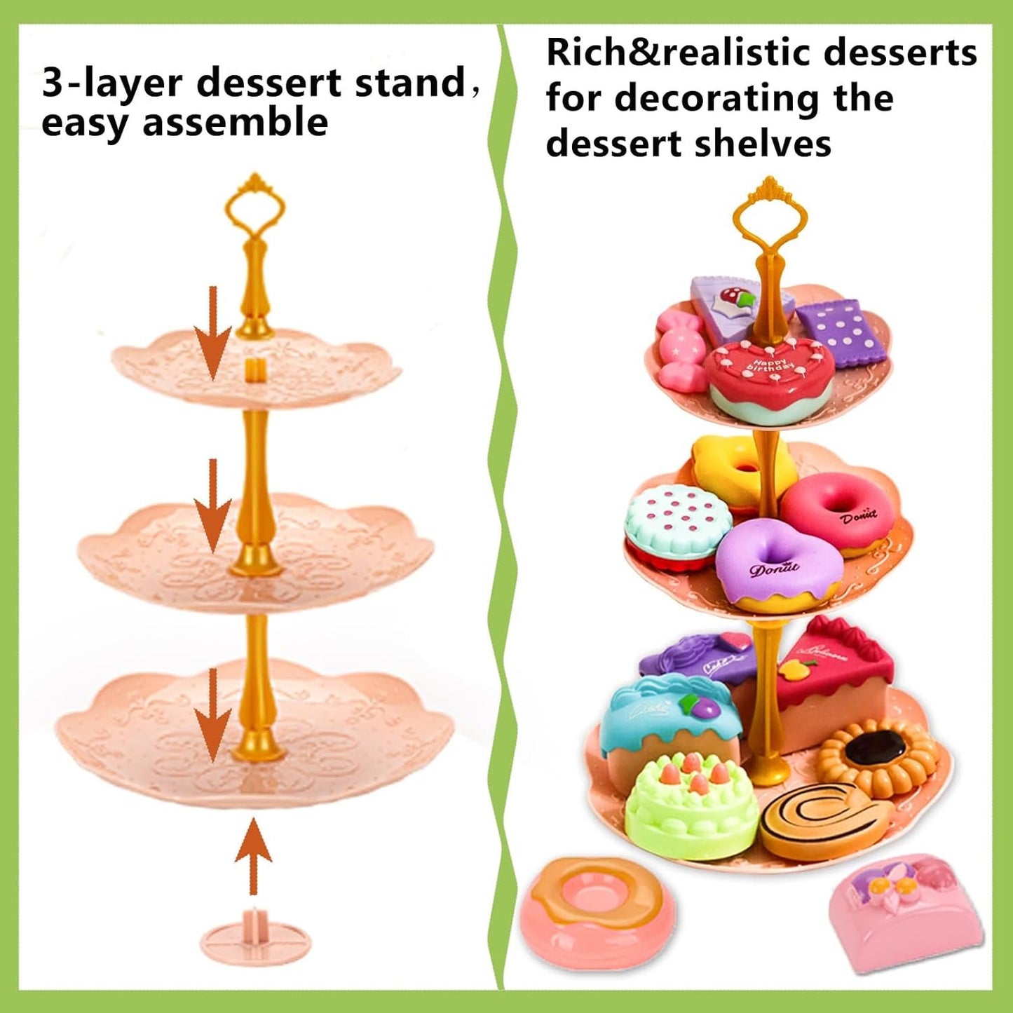 LOYUEGIYO Dinosaur Tea Party Set Toys for Girls Boys Toddler,Children Kitchen Pretend Role Play Food Toy,Educational Learning Kid Girl Toys Gifts for 3 4 5 6 7 Year Old,Teapot&Teacups&Dishes&Desserts