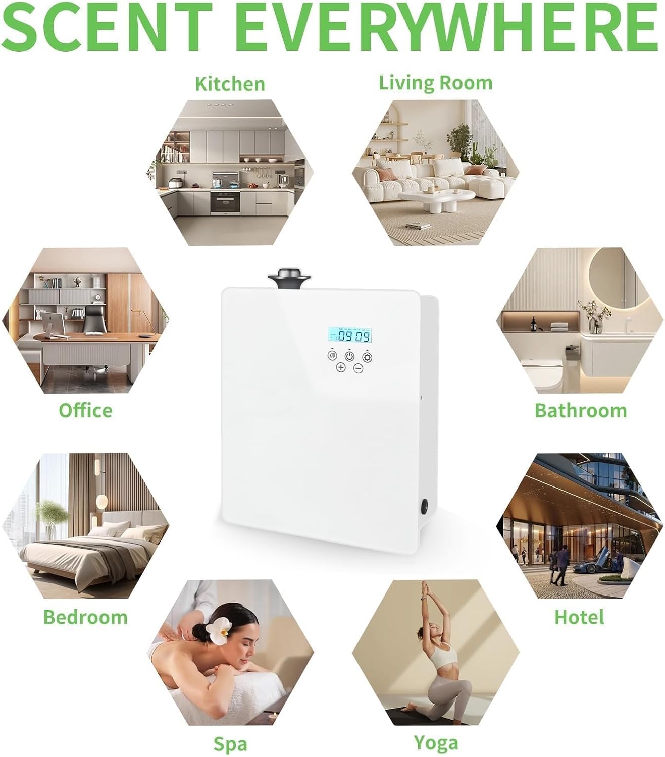 Commercial Smart Scent Air Machine, Waterless Condensation Nebulization, 3000m³ Coverage of Fragrance, 1000ML Aromatherapy Diffuser, Bluetooth App Control, for Essential Oils for Room