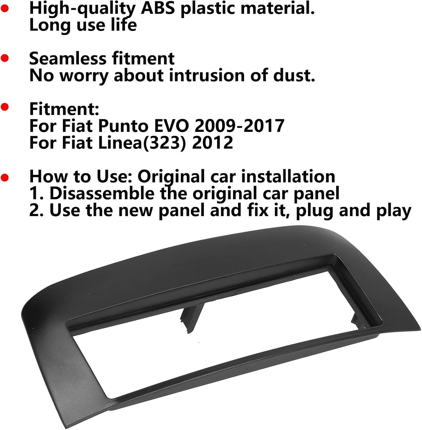 BOLORAMO Car Radio Adapter Mounting Kit CD Plate for Car Radio 1-DIN Surround Panel for Fiat Punto Evo 2009-2017