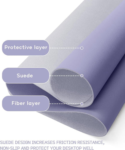 YSAGi Non-Slip Desk Pad,Mouse Pad,Waterproof Leather Desk Table Protector,Ultra Thin Large Desk Blotter, Easy Clean Laptop Desk Writing Mat for Office Work/Home/Decor(Lavender, 31.5" x 15.7")