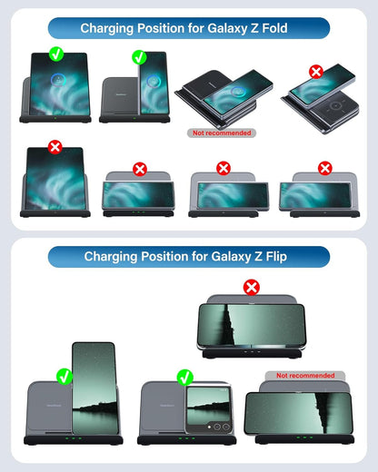 SwanScout Wireless Charger for Samsung Z Fold 6, Foldable Charging Station for Pixel 9 Pro Fold/Galaxy Z Fold 5/4/3/2/1, Wireless Charger Station for Samsung Z Fold Series (No Adapter)