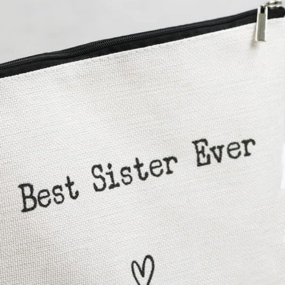 Travel Toiletry Bag for Sister | Best Sister Ever Organizer | Portable Travel Toiletries Hygiene Bag, Funny Makeup Cosmetic Bag Guanglu
