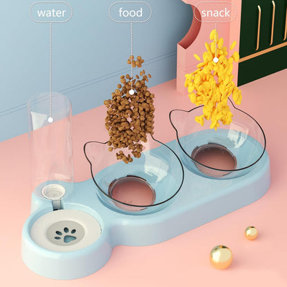 BaoFufc Doppia ciotola per gatti per l'irrigazione e l'irrigazione salvaspazio automatica per mangiare e annaffiare la ciotola per interni