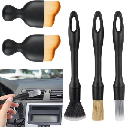 VFANDV 5pcs Car Cleaning Brush, Car Interior Detailing Brush for Car Interior Dust Removal for Air Vent and Car Dashboards (5 Pieces – 4 Styles)