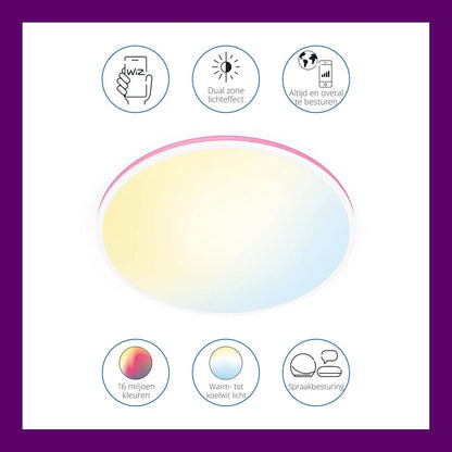 WiZ Colour Arca Smart Connected WiFi Dual Zone Ceiling Light. [White] App Control for Indoor Home Lighting, Livingroom and Bedroom