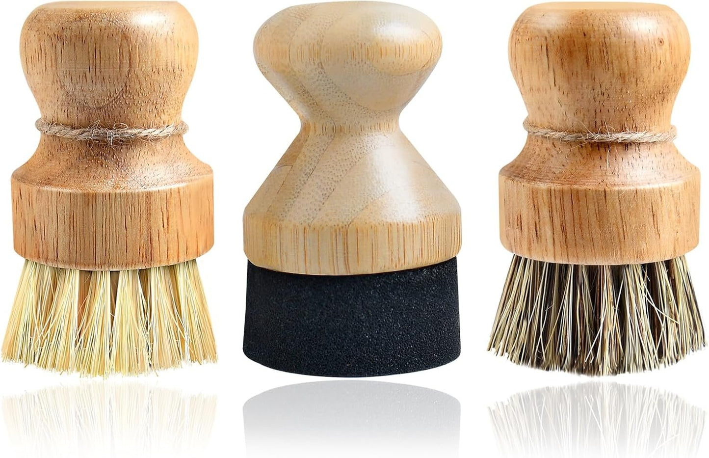 LEONTOOL 3 Pcs Cutting Board Oil Wax Applicator and Scrub Brush Set Natural Bamboo Wood Applicator for Mineral Oil Boards, Wooden Butcher Blocks, Spatulas, Spoons, Wooden Worktops, Utensil Care