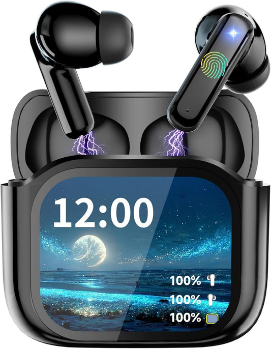 ELECGO Wireless Bluetooth Earbuds, Bluetooth 5.4 Headphones with Multi-Functional Touch Screen, ANC/ENC Noise Cancellation, Wireless Earbuds with Sound Equalizer, in-Ear Headphones for iPhone/Android
