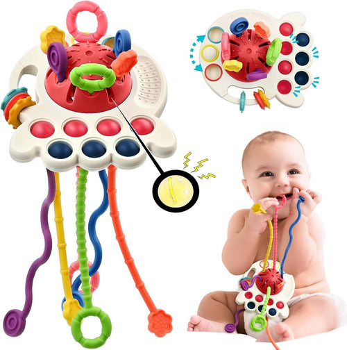 Sensory Montessori Toys for Baby 18 Months, Toddler Travel Toys for 2 Year Old Boy Girl Birthday Gifts, Soft Pull String Fidget Educational Learning Bath Toys for 18 Months Infant Newborn