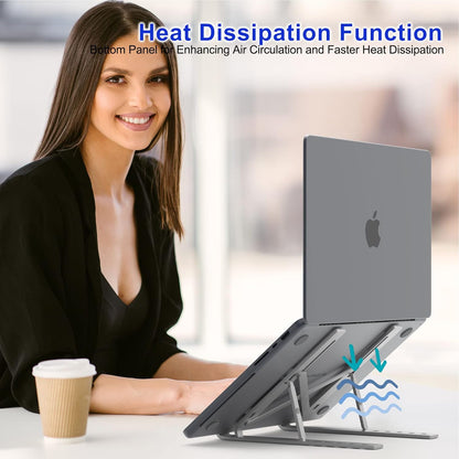 Laptop Stand Kamoon Portable Adjustable Tablet Computer Stand Aluminum Alloy Folding Laptop Stand Compatible MacBook Air Pro, HP More 10-15.6" Laptops & Tablet(Space Silver)