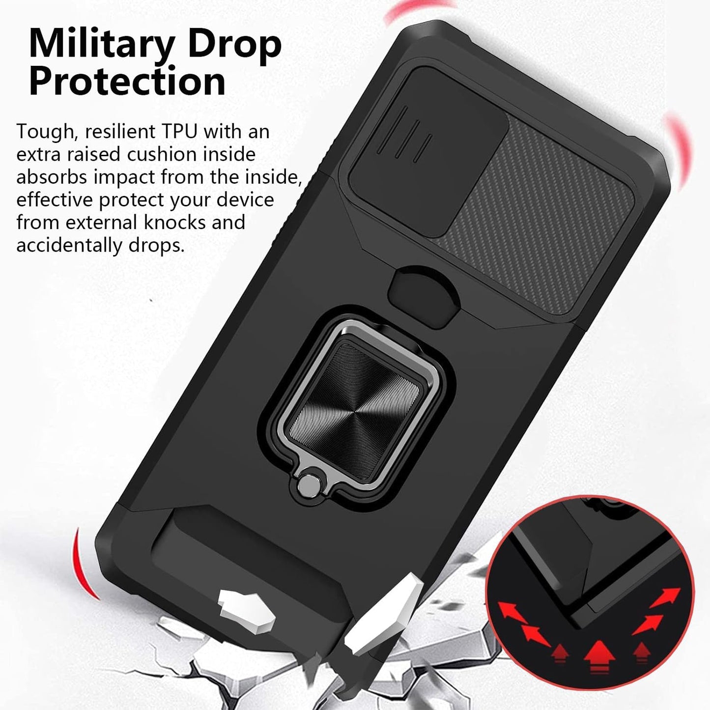 for iPhone 16 Pro Max Case with [Card Holder] and Camera Cover Built-in 360° Rotate Ring Stand Kickstand Magnetic Magnet Heavy Duty Protective Phone Cover Case for iPhone 16 Pro Max