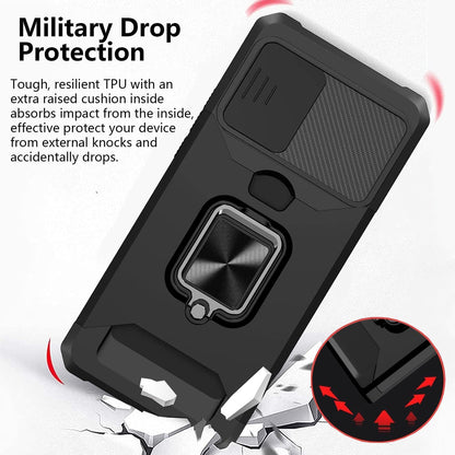 for iPhone 16 Pro Max Case with [Card Holder] and Camera Cover Built-in 360° Rotate Ring Stand Kickstand Magnetic Magnet Heavy Duty Protective Phone Cover Case for iPhone 16 Pro Max
