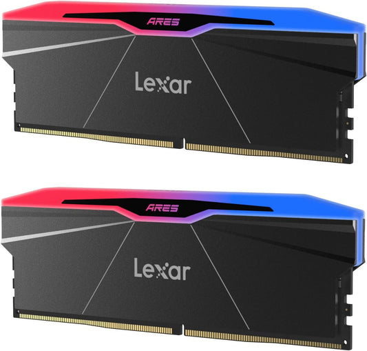 Lexar ARES Gen2 RGB DDR5 RAM 32GB Kit (2x16GB) 6400MHz CL30, 288-Pin UDIMM Desktop Memory, PC Gaming Computer Memory, for Intel XMP 3.0/AMD EXPO/CL30-38-38-76/1.4V(LD5U16G64C30BR-RGD)