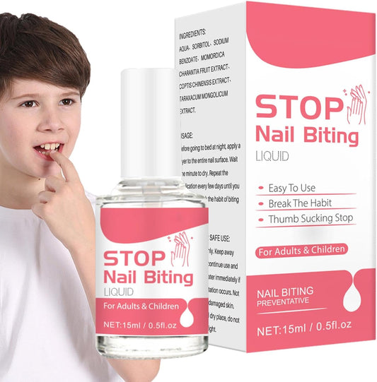 Nail Biting Prevention Polish,0.5fl oz Anti Bite Nail Polish - Care for Kids & Adults, Thumb Sucking Stop, Bitter Taste, Safe & Effective, Non-Glossy Invisible Coating, Stop Nail Biting & Thumb