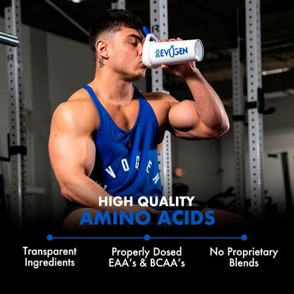 Evogen Amino KEM - Elite EAA Pump Volumizer | Supports Blood Flow, Muscle Growth, Hydration | Full Spectrum EAAs & BCAAs, S7 Nitric Oxide Blend | Blueberry Apple | 30 Servings