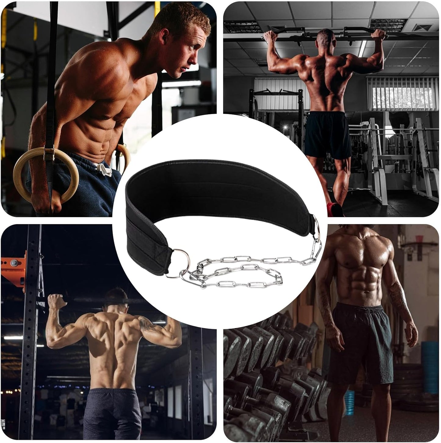 Weight Training Belt, Squat Fitness Gear, Steel Chain Support, Ergonomic Waist Fit, Heavy Load Capacity, Black, Great for Deadlifts, Calisthenics, and Home Gym Workouts