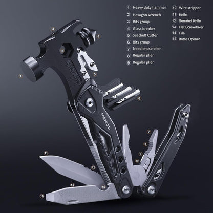RAXCO 15-in-1 Multitool-Claw Hammer, Pliers,Belt Cutter & Safety Glasses Breaker