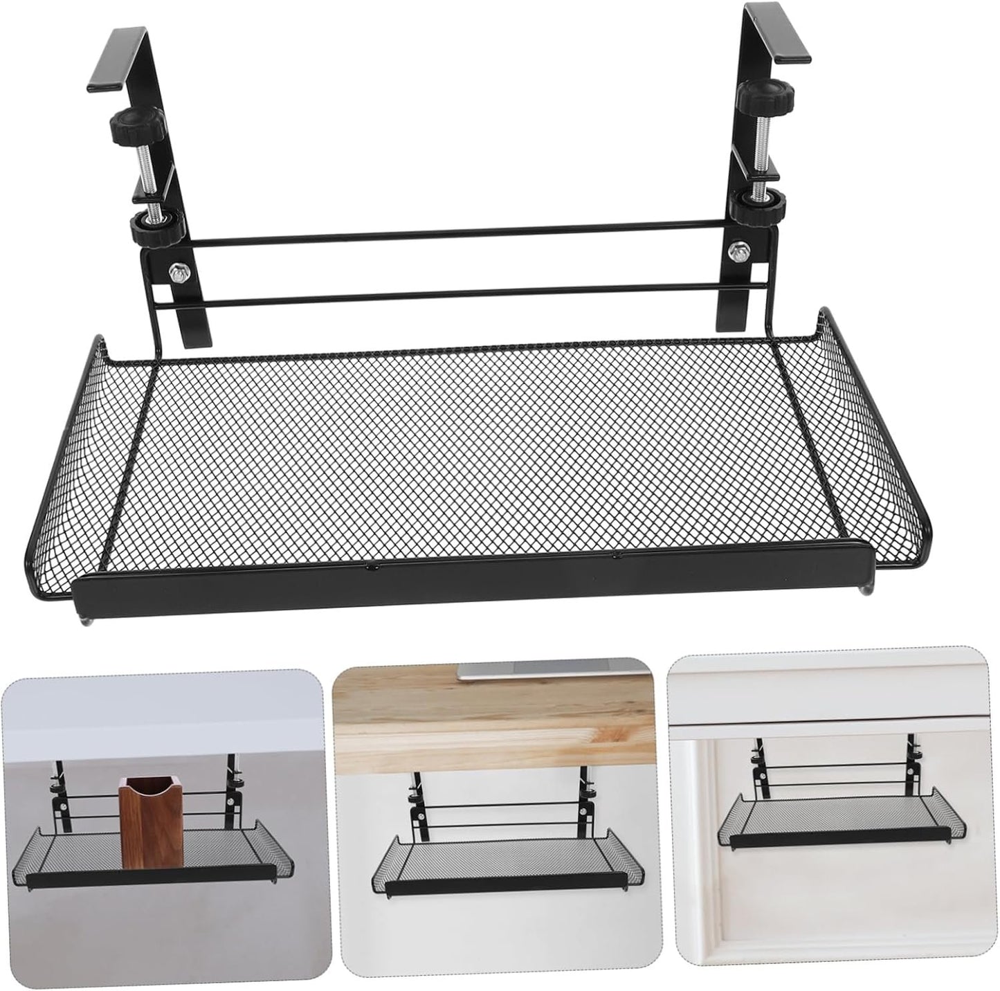 SHINEOFI Office Under Shelf Storage Basket Organizer Wire Under Desk Storage for Files and Stationery for Office and Home Workspace Organization