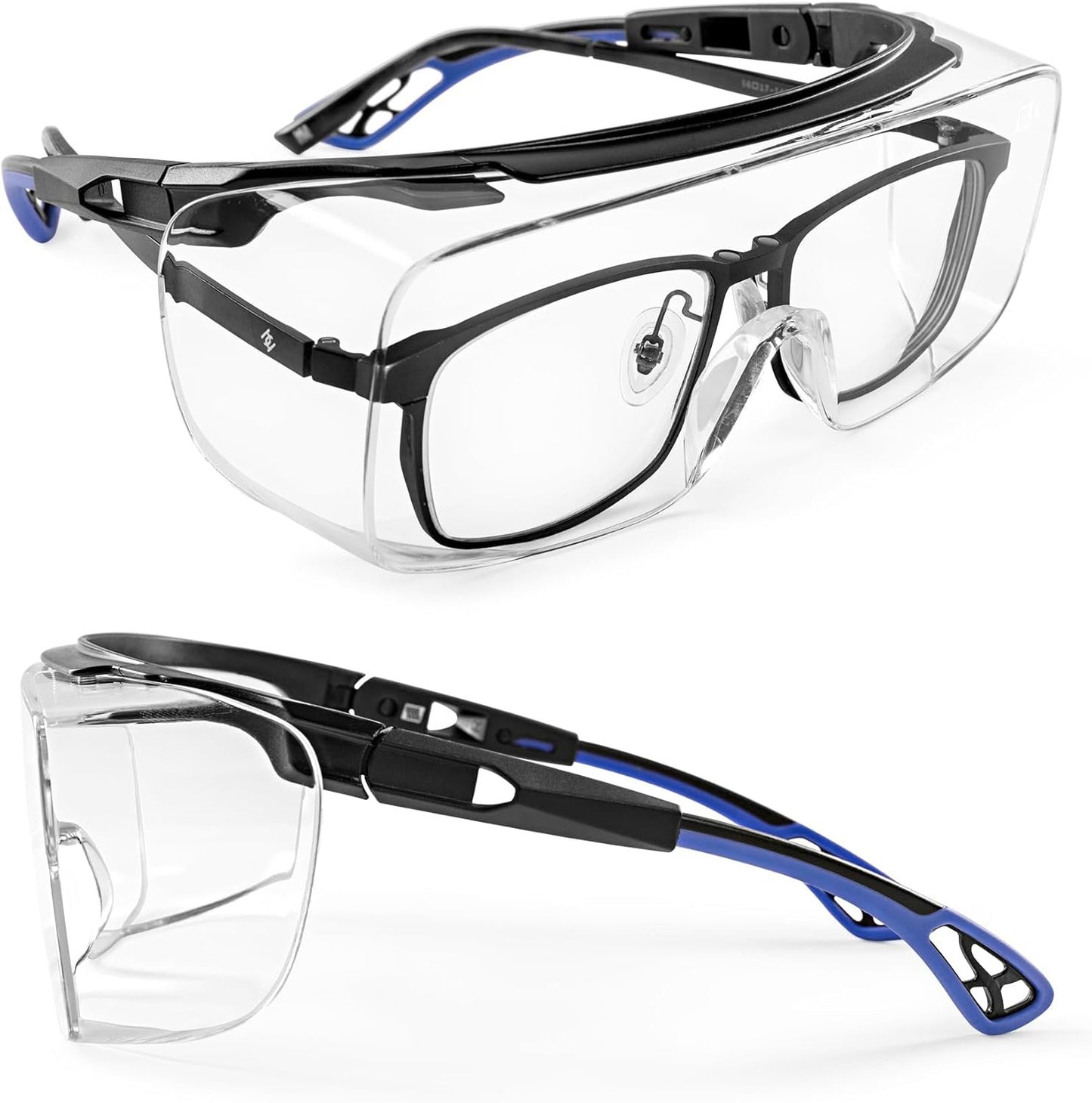 LANON Safety Glasses Over Glasses,ANSI Z87.1 Lenses with Anti-Fog & Scratch,Side Protection, High Transmission, Adjustable Protective Eyewear Goggles