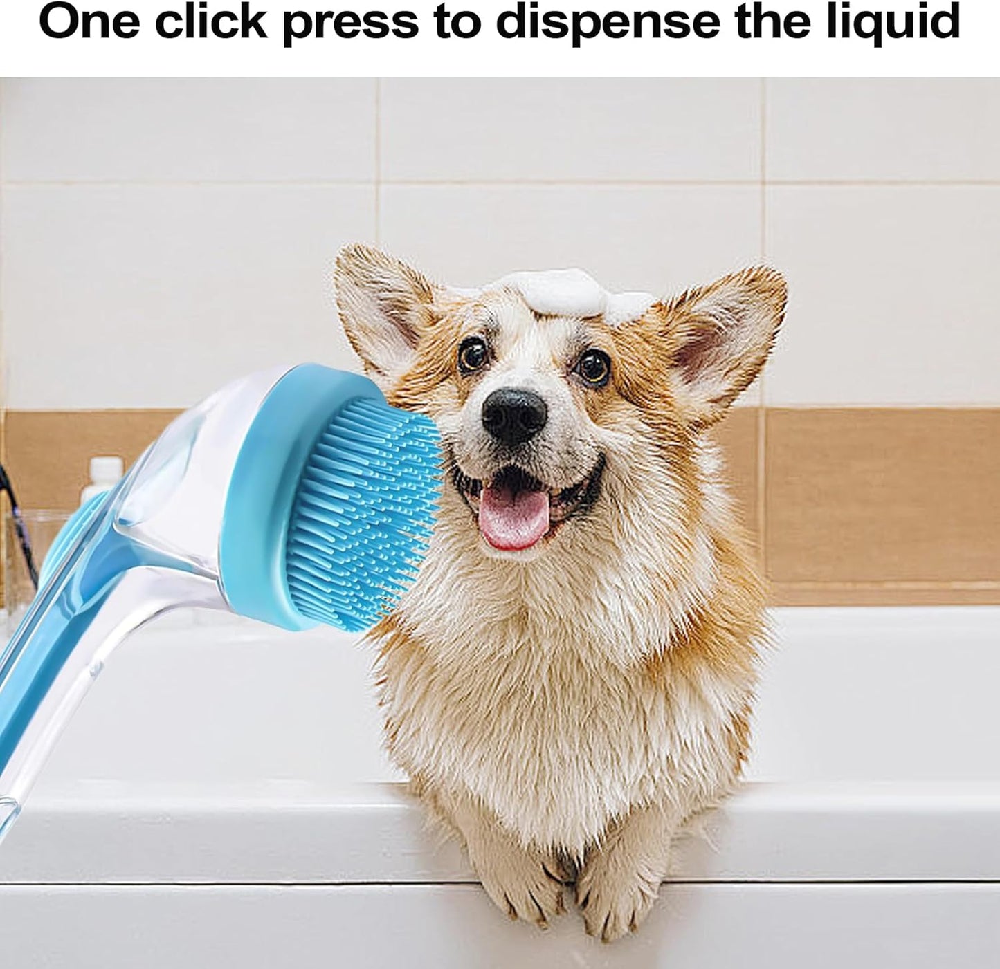 Pet Bath Massage Brush, Dog Bath Scrubber Short Hair, 7.87x5.91x1.18 inches Silicone Soft Grooming Accessories, Washing, Massaging Showerhead, and Teeth Cleaning Tool for Animals