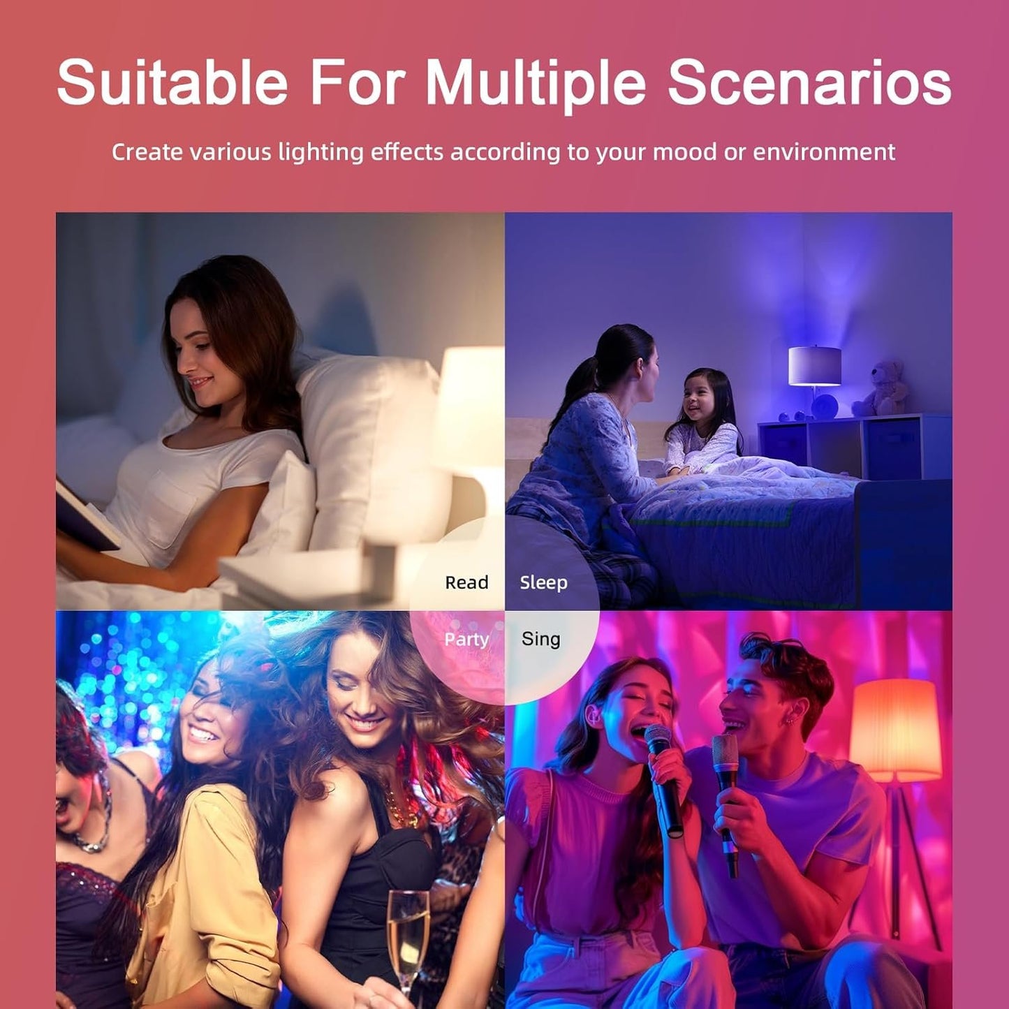 Tenmiro Smart Light Bulbs, 9W A19 Color Changing Light Bulb Work with Alexa, Google Assistant & Google Home, Music Sync WiFi & Bluetooth LED Bulbs Dimmable 800LM