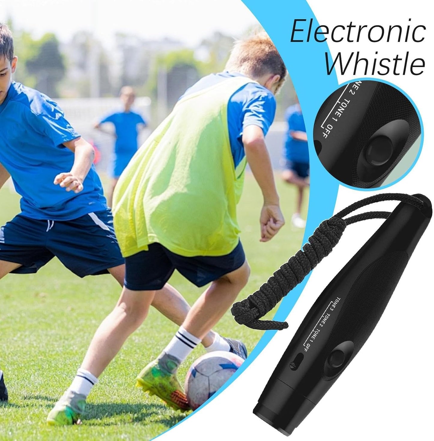 Generico Electronic Whistle, Handheld Adjustable Referee Whistle, 1.38x6.1 Inches 3 Tone Loud Sound with Volume Control, Safety Tool for Classroom Management, Hiking, Dog Training, Survival