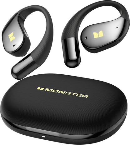 Monster Open Ear AC328 Wireless Earbuds, Open Ear Headphones 32H Playtime, Lightweight Comfort Bluetooth Earbuds, Bluetooth 6.0 Earphones Stereo Sound, Water Resistant Design for Sports, Black