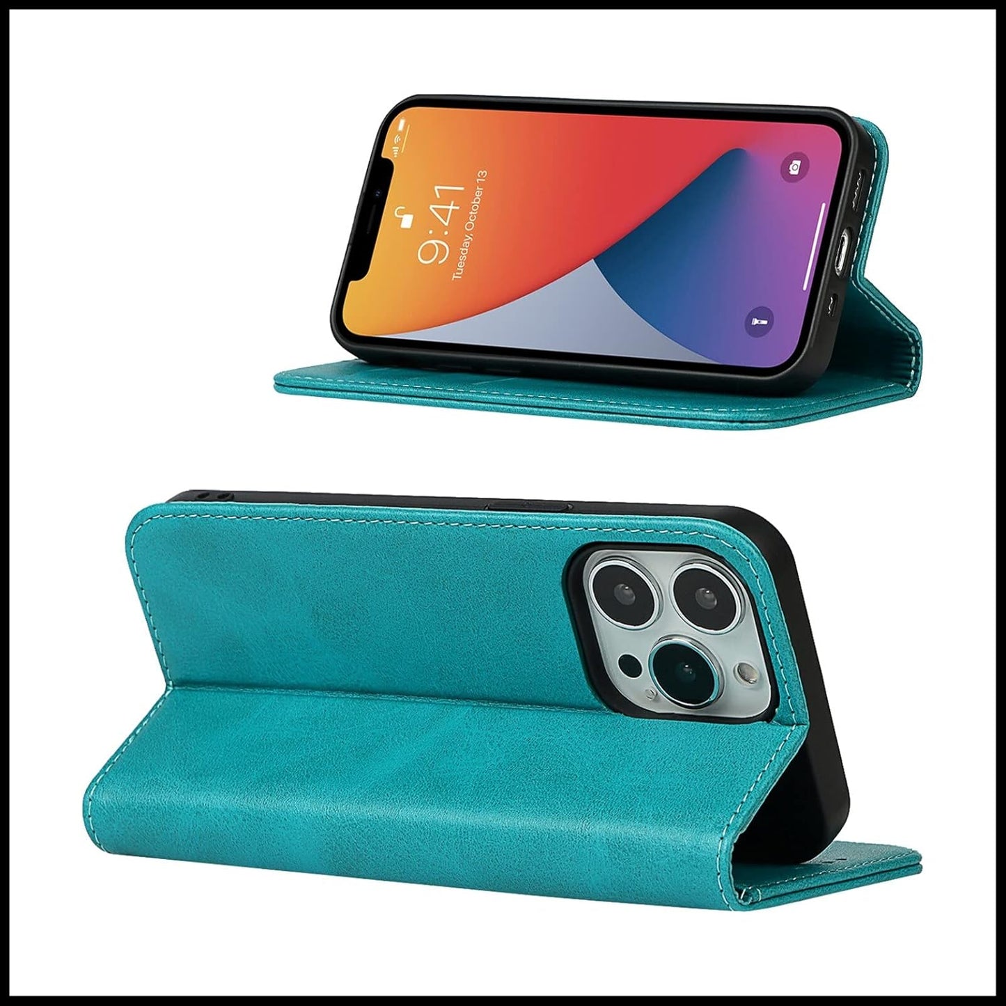 FROLAN for iPhone 13 Pro Wallet Case with Card Holder, Premium PU Leather Credit Slot Flip Folio Book Drop Protection Shockproof Phone Cover for iPhone 13 Pro 6.1 Inch (Sky Blue)