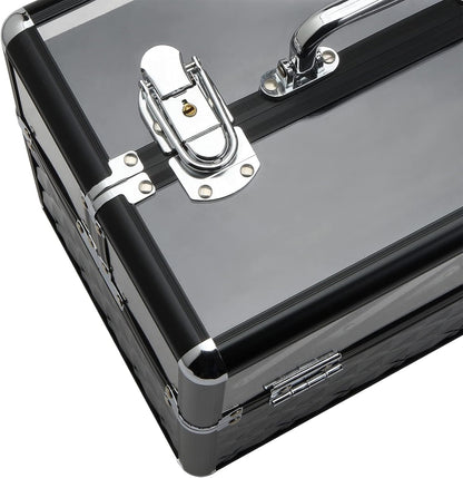 HOMCOM Professional Travel Makeup Case, Makeup Case with Removable Trays and Lock, for Women's Travel Makeup Beauty Case, 30 x 18.5 x 22 cm, Black