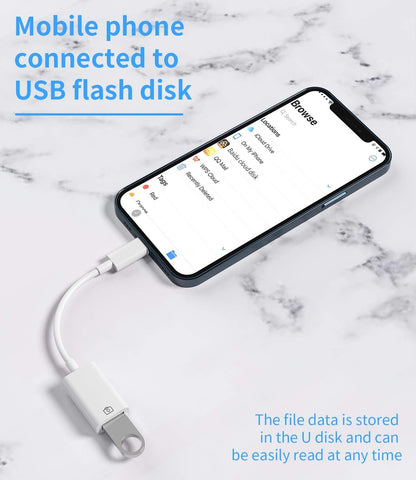Lightning Male to USB Female Cable iPhone OTG Adapter Dongle Apple Ipad Air Camera Card Reader U Disk Flash Drive Mouse Keyboard Piano MIDI Converter for 14 13 12 11 Pro Max Mini XR X XS SE 8 7 Plus