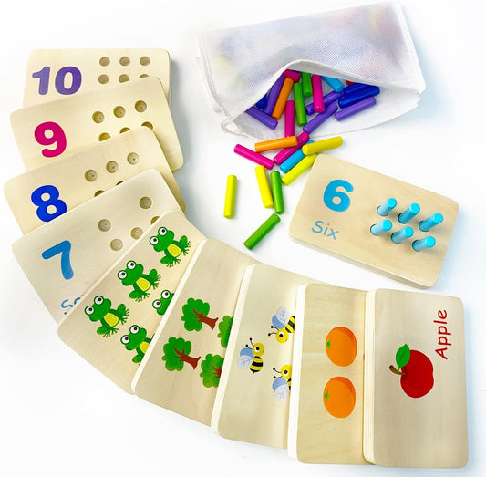 Wooden Counting Peg Board, Montessori Counting Number Peg Board, Montessori Math Toys for 3 4 5 Year Old Kids, Toddler Preschool Learning Toys, Kindergarten Homeschool Manipulatives