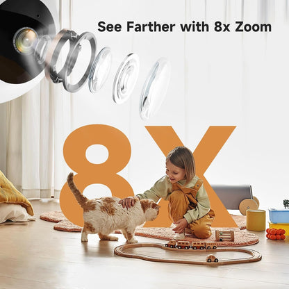 Indoor Camera, 5G & 2.4G WiFi Pet Camera with Phone APP,Security Cameras for Home with 360° Pan&Tilt,Night Vision,Motion Detection,2 Way Audio,SD or Cloud Storage,Work with Alexa, White