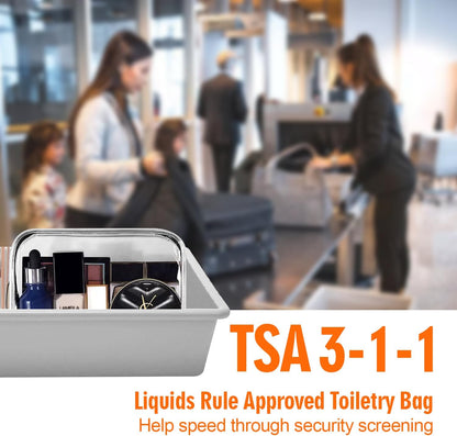 TSA Toiletry Bag -3 Pack Clear Makeup Bag Quart Size Bags, H HOME-MART Travel Makeup Cosmetic Bag for Women, Carry on Airport Airline CompliantBag